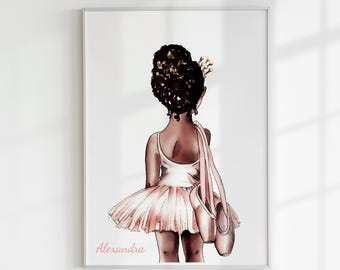 Lámina de bailarina negra, arte mural afroamericano, decoración infantil de ballet, regalo para amantes de la danza (digital)