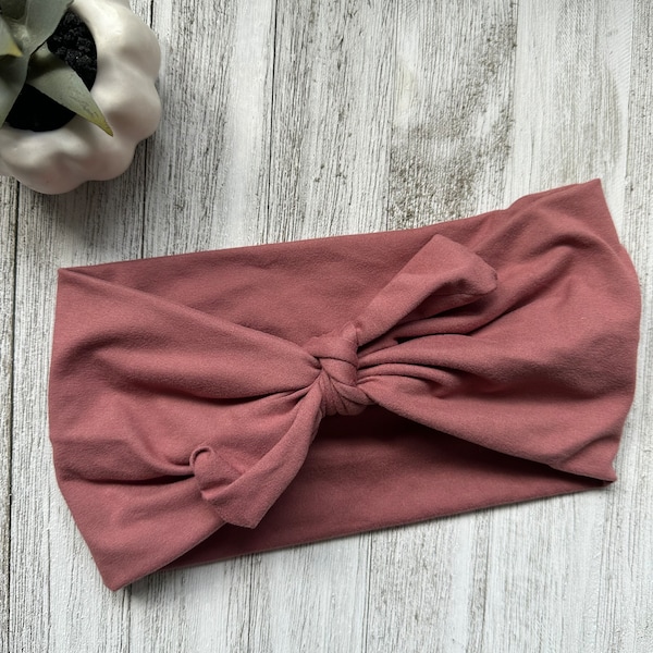 Pink bow headband | wide soft headband | headband with bow | running yoga headband | stretchy womens headband | stylish womens hairband