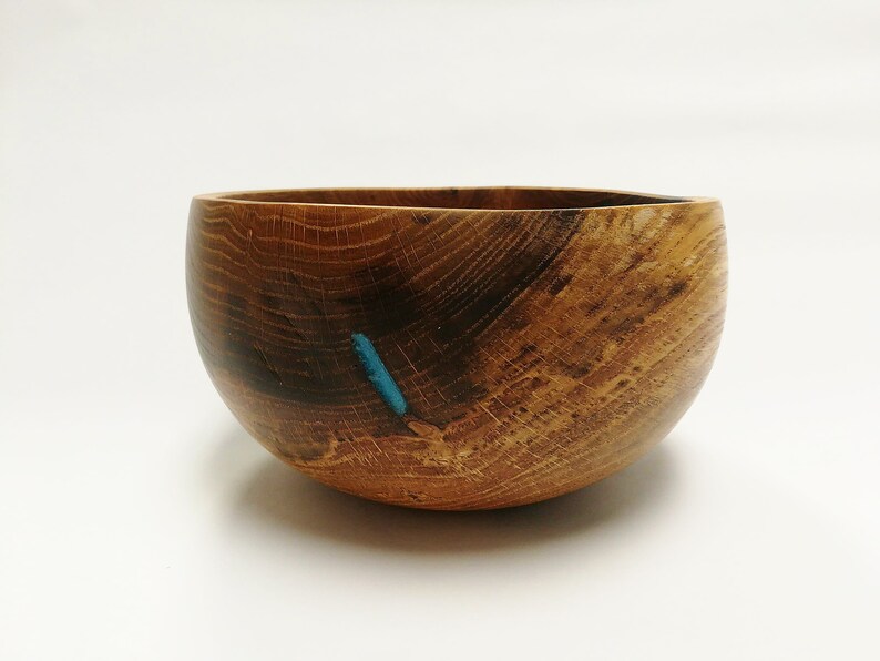 Bulky Pecan Wood Bowl with Epoxy Inlay