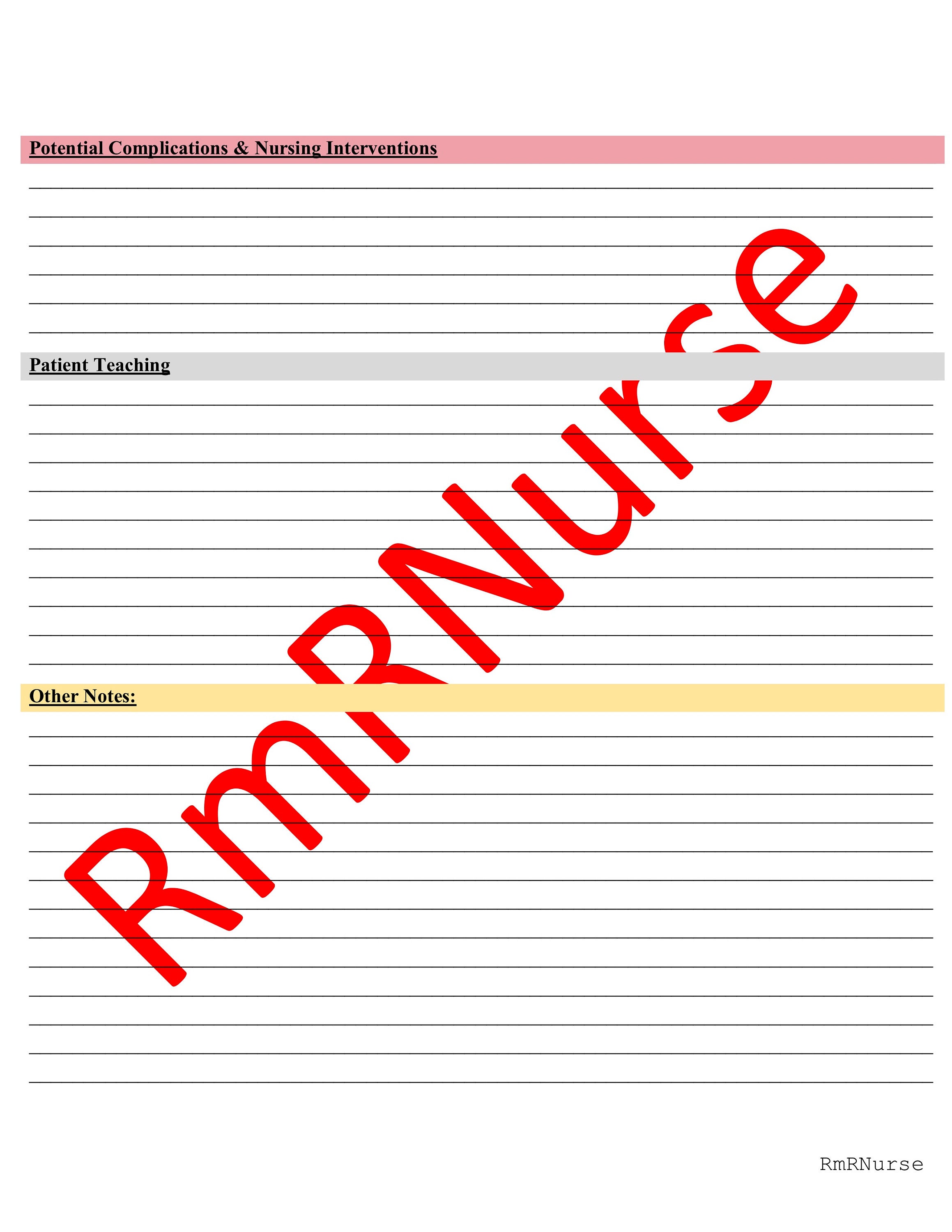 Procedure/diagnostic Test Template Nursing / Med School [digital ...