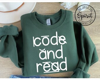 Dyslexia Sweatshirt, Code and Read, Dyslexia Therapist, Reading Teacher, Crew unisex Sweatshirt