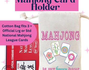 Mahjong Card Bag, Card Cover for protection, Mahjong Happy Hour, Mahjong Accessories, Gamelovers Gift