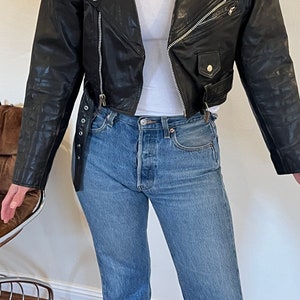 Vintage 1980's Contempo Leather Cropped Motorcycle Jacket