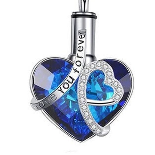 Cremation Jewelry - Cremation Ash Heart Pendant with Love You Forever|  Ships from the US (NO Waiting)