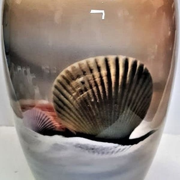 Seashell Serenity, Cremation Urn  Beach lovers adult ash urn. Memories of looking for shells on the beach.  Ships from USA ( not India).