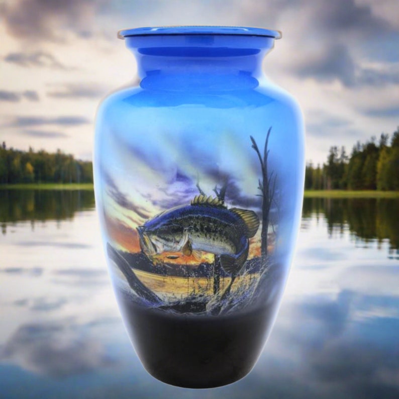 Fisherman's urn Bass fisherman ash urn Fishing Themed Cremation Urn image 1