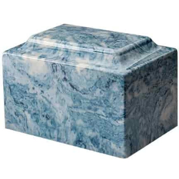 Sky Blue Cultured Marble Cremation Urn
