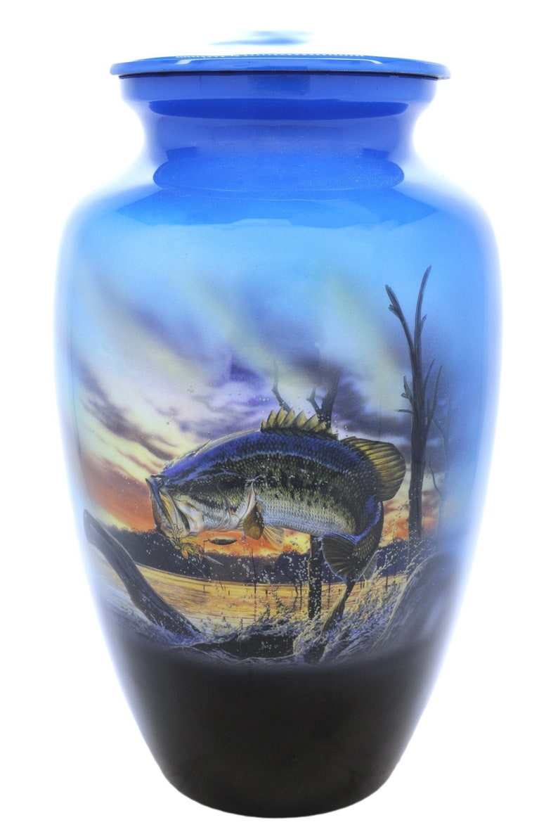 Fisherman's urn Bass fisherman ash urn Fishing Themed Cremation Urn image 2