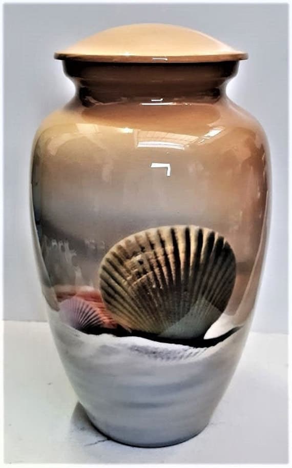 Beach Cremation Urn Adult urn Titled Seashell Etsy
