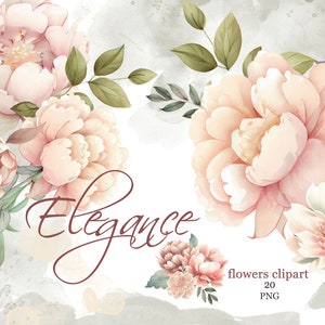 Eleganz Blumen Clipart, Blumen Clipart, Hochzeit, direkter Download, PNG