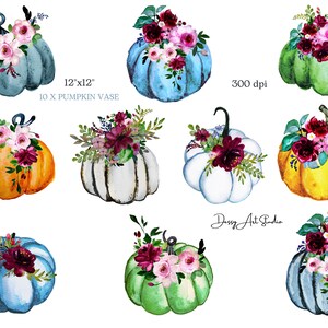 Clipart of pumpkin, watercolor vase with pumpkin, bouquets, Thanksgiving, autumn, PNG