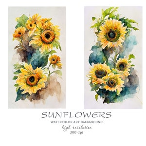 Sunflowers Watercolor clipart, Summer clipart, Watercolor Clipart