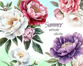 Watercolor Flowers Clipart - Floral Clipart - Wedding Clipart - Spring Clipart - PNG