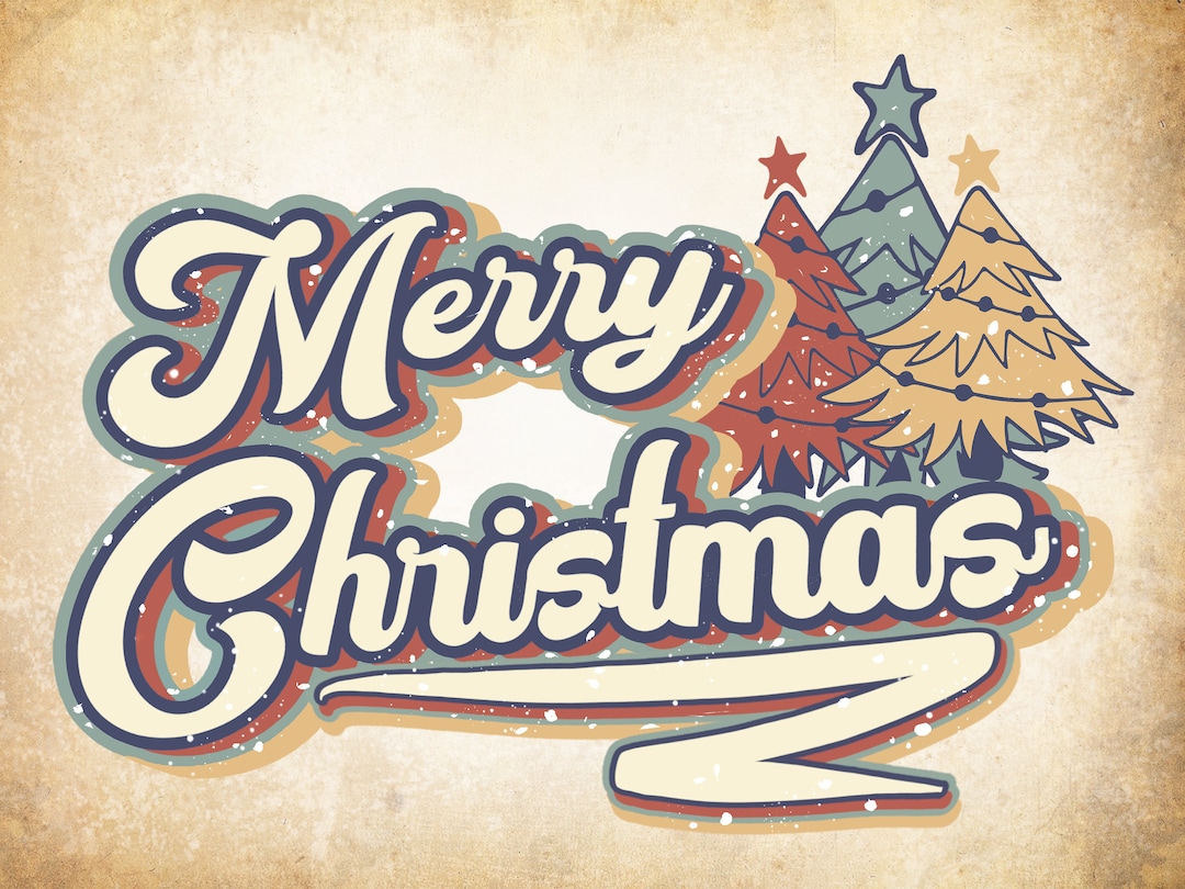 Christmas Clip Art, Vintage Merry Christmas Sublimation Designs