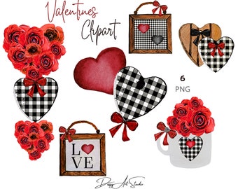 Watercolor clipart for Valentine's Day, Love clipart, Hand drawn graphics, instant download, digital clipart PNG