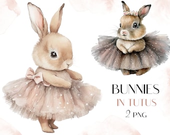 Niedliche Hasen im tutus, Kaninchen Clipart, Kinderzimmer Dekor, Kinderzimmer PNG, Sofort download, PNG