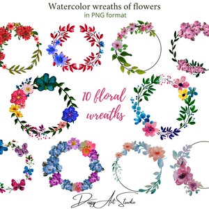10 floral wreaths, floral PNG, Vintage wreath frame, Instant Download, floral wreaths clipart, wedding day