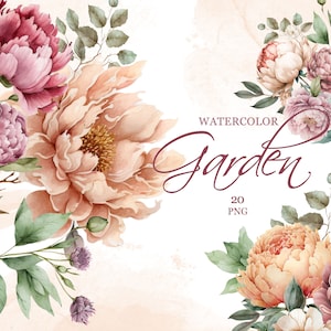 Watercolor Flowers Clipart, Floral clipart, Wedding, Bouquets, Elements, instant download, PNG