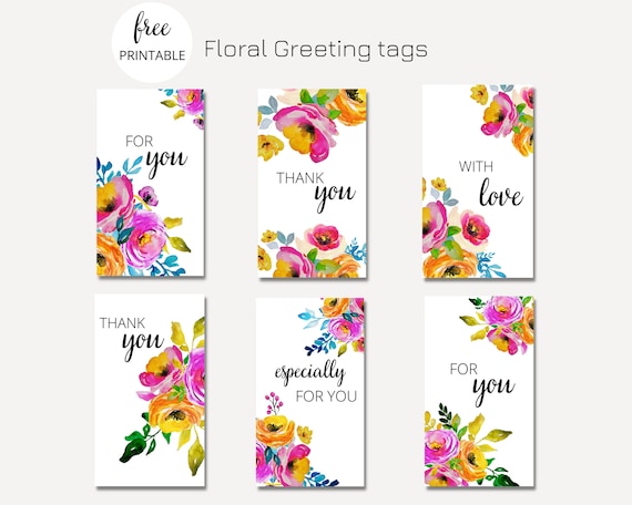 Floral Greeting Tags Free Printable Gift Tags Print Labels | Etsy