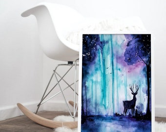 Magic forest, digital print, poster, nature print, landscape printing, home wall decor, forest art