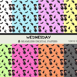 Wednesday seamless digital papers, Wednesday Patterns
