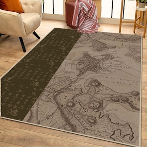 Alter Boston Map Wohnzimmerteppich, Teppich mit chinesischem Alphabet, Teppich im asiatischen Stil, Boston-Thema-Teppich, Haustier-freundlicher Teppich, Boston-Thema-Geschenke