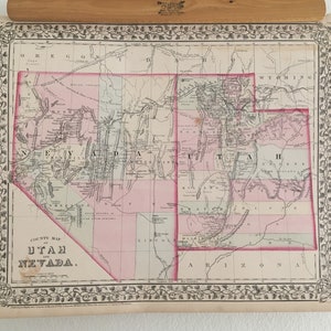 Zentralpazifik RR - antike Karte - Utah und Nevada - 1872 Original Karte!
