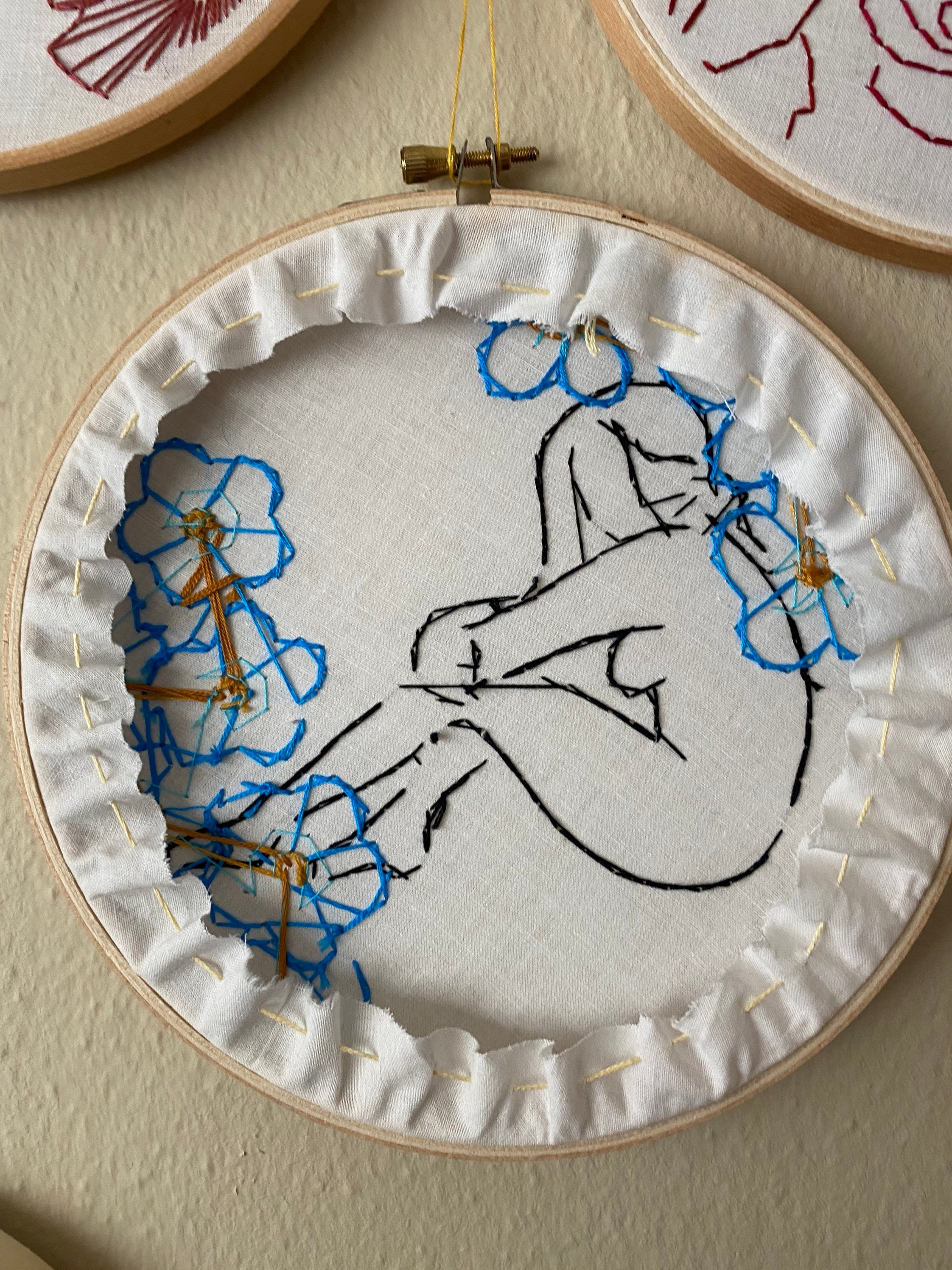 Forget Me Not Nude Woman Embroidery - Etsy
