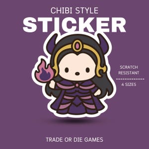 Liliana MTG Cute Sorceress Kiss-Cut Stickers, Magical Decals for Laptops, Water Bottles, Journals, Gifts for Fantasy Lovers, Chibi Style