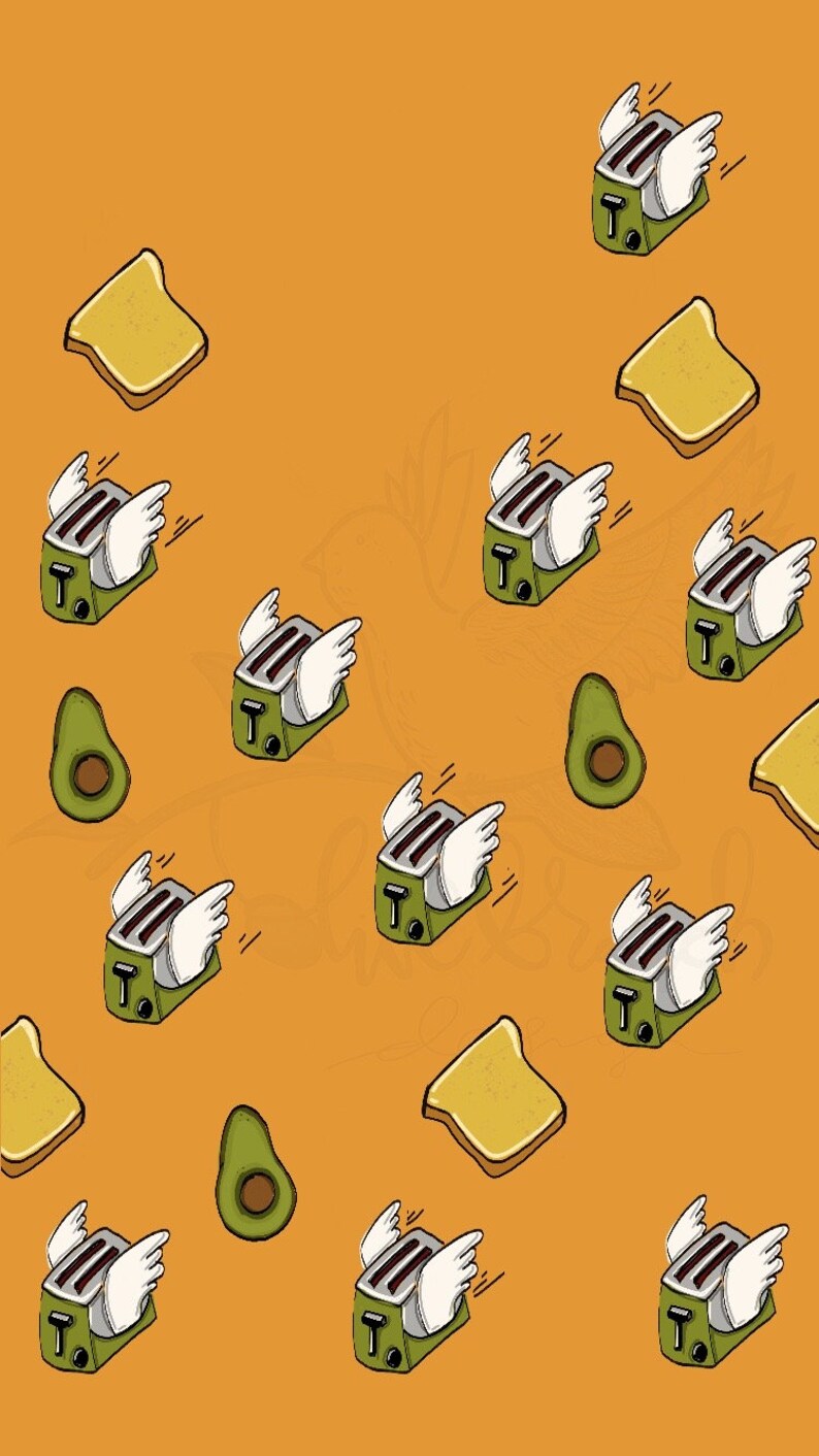 80s nostalgia avocado toast flying toaster iPhone wallpaper Etsy