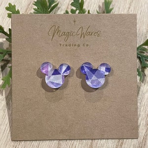 Purple Wall Stud, Purple geometric pattern acrylic, Laser cut Earrings, Made to order