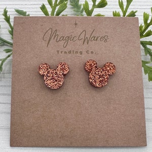 Pumpkin Spice Glitter Stud, Mouse head shaped glitter Post Laser cut Earrings Pierced Earlobe Stainless Steel Post earrings glitter earrings