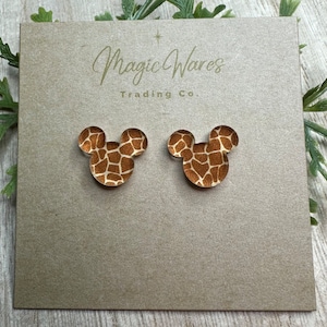 Giraffe Stud, Giraffe pattern crystal acrylic, Laser cut Earrings, Made to order, Animal Kingdom earrings