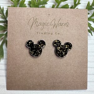 Black with Gold Glitter Stud, Laser cut black acrylic with gold glitter, Laser cut Post Earrings Pierced  earlobe stud earrings