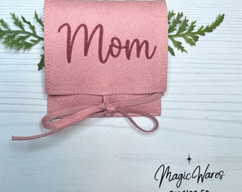 Personalized Microfiber Jewelry Bag, Engraved Name or Sentiment, Custom Gift Packaging, Gift for Mom, Personalized Travel pouch