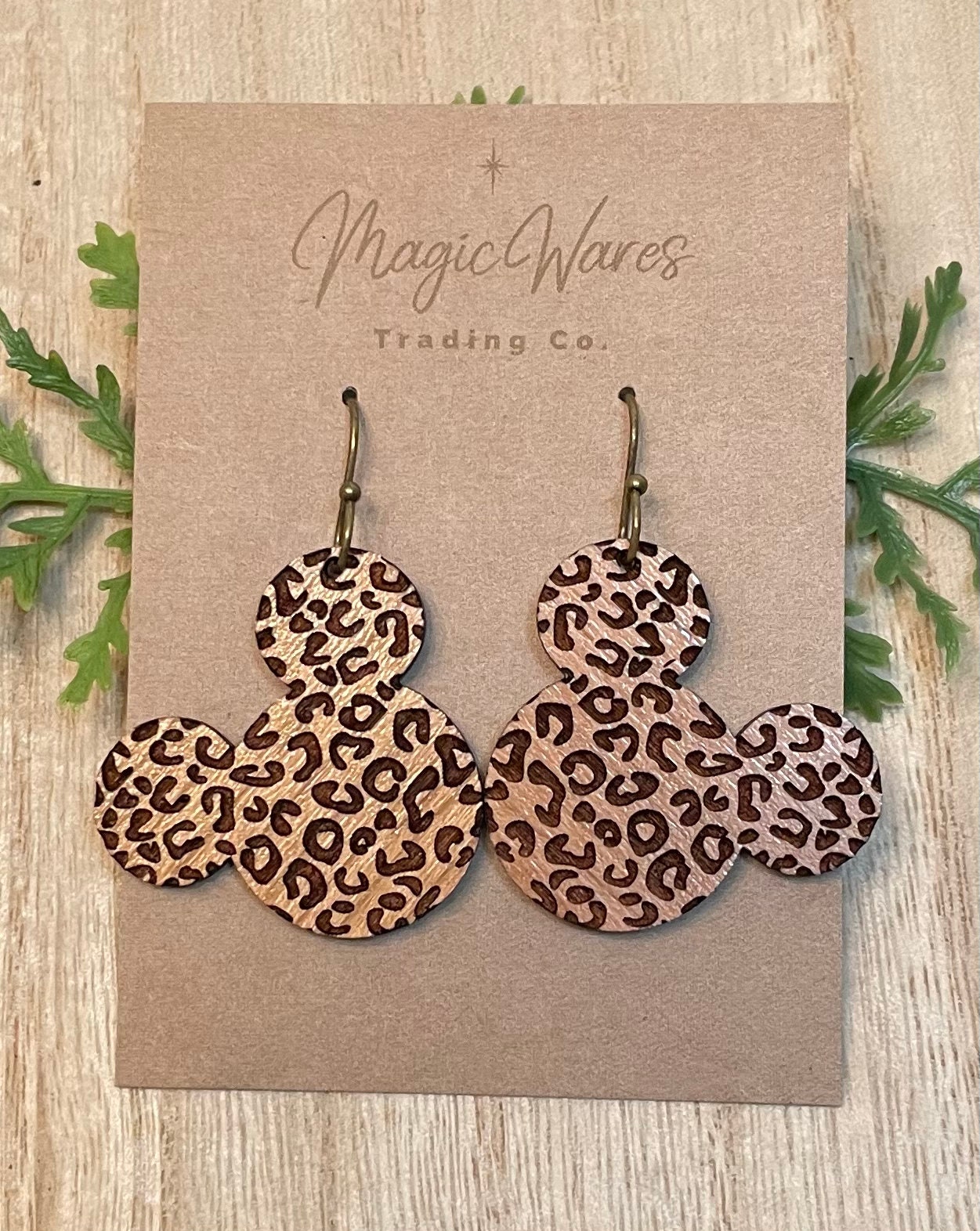 Handmade Leopard Print With Cross Teardrop Dangle Earrings