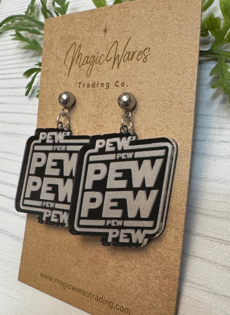 Pew Pew Laser Cut Acrylic Earrings, Star Wars Inspired Dangle Earrings ...