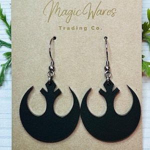 Rebel Alliance Dangle Earring Matte Black Laser Cut Acrylic Rebellion Earring Rise of the Resistance Earring