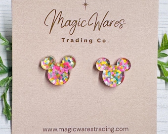 Summer Confetti Glitter Stud Earrings: Laser Cut Acrylic, stainless steel Pierced Earlobe studs