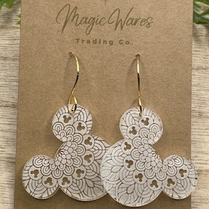 Mandala Crystal, Engraved Crystal Acrylic Earrings, Made to order, Laser Engraved, Glowforge Earrings