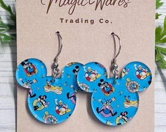 Pool Pals Mouse Acrylic Earrings, Fab Five Patterned Summer Earrings