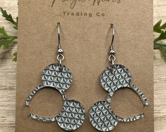 Spaceship Earth Mouse ears, Mouse ears headband, Laser cut Geometric patterned Acrylic Earrings, Glowforge Earrings