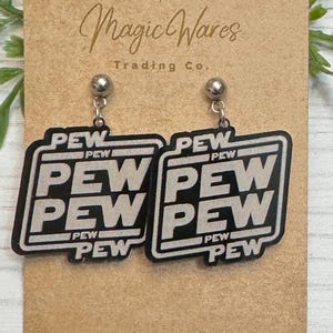 Pew Pew Laser cut Acrylic Earrings, Star Wars inspired Dangle earrings, May the Fourth be with you Earrings, Gift for Star Wars fans