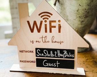 WiFi Sign | WiFi is on the House | WiFi Guest Sign | WiFi Password Sign | WiFi Network Sign | House WiFi Sign