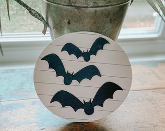 Bat Halloween Sign | Shiplapped Bat Sign | Halloween Tiered Tray | Fall Decoration | Photo Prop | Halloween Decoration