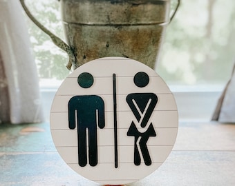 Rustikales Shiplap Badezimmer Schild: 3D Restroom Dekor