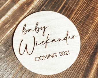 Baby Announcement Magnets | Engraved Baby Announcement Magnets | Wooden Announcements | Baby Coming | Baby Announcements