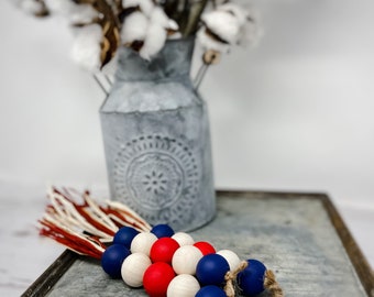 Farmhouse Wooden Beaded Firecrackers | Beaded Firecrackers | Summer Decor | Firecrackers | Patriotic Decor | Farmhouse 4th of July