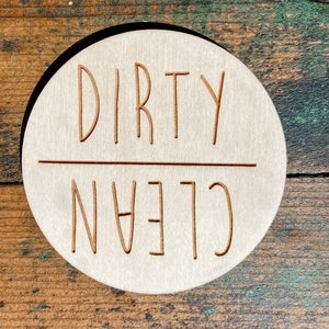 Clean Dirty Magnet | Engraved Clean Dirty Magnet | Wooden Clean Dirty Magnet | Dishwasher Magnet | Rae Dunn Inspired Dishwasher Magnet