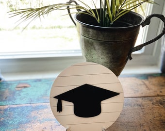 Shiplap Graduation Cap Sign | Graduation Shelf Decor | 2023 | 2023 Graduation | Graduation Decor | Photo Prop | Graduation Tiered Tray